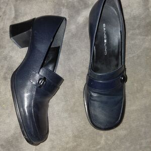 Bandolino Ziptop Loafer Pumps Womens Size 7 M Navy Blue Block Heel Slip On